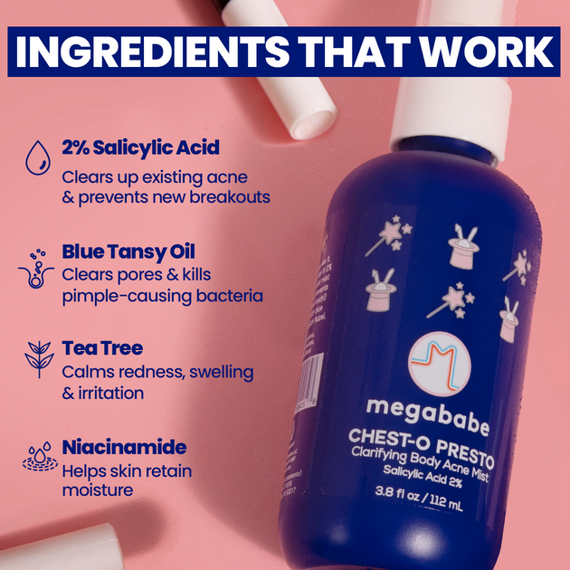 Chest-o Presto Acne Spray – Megababe