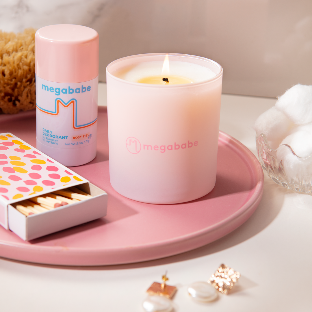 Rosy Pits Scented Candle – Megababe Rosy Pits Scented Candle – Megababe